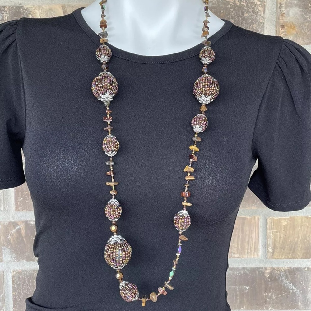 Purple & Brown Beaded Necklace
